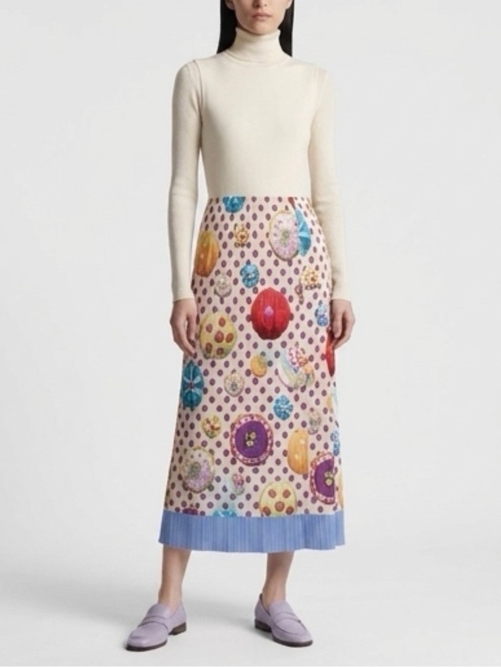Issey Miyake Pleats Please Skirt Vintage Polka Dot Slip 90s Midi S M Rare